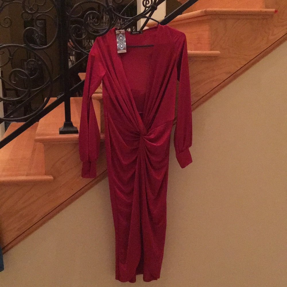 Boohoo Dress, Red, SZ 6, New With Tags